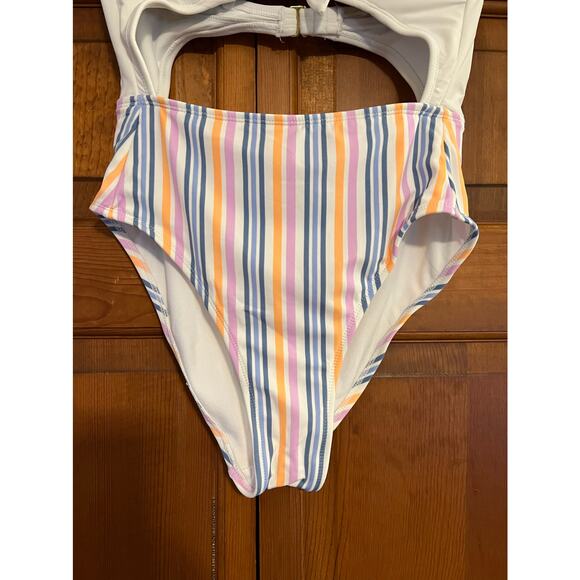 Xhilaration Women's Tie-Front Cut-Out One Piece Bathing Suits Multicolor Size M - Picture 4 of 10